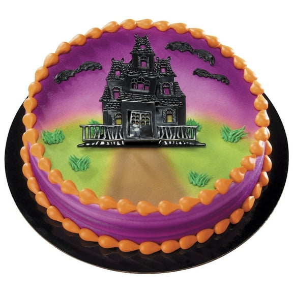 Haunted House Cake Topper Set – 2 Pcs Plastic Halloween Decoration for Cakes and Desserts