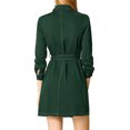 thumbnail image 4 of Allegra K Women's Contrast Line Long Sleeves Belted Waist Dress with Pockets, 4 of 7