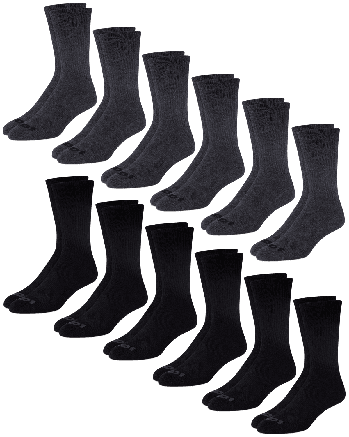AND1 Men's Lightweight Crew Socks, 12 Pack