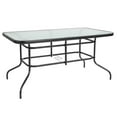 thumbnail image 2 of Emma + Oliver 31.5" x 55" Rectangular Tempered Glass Metal Table with Umbrella Hole, 2 of 12