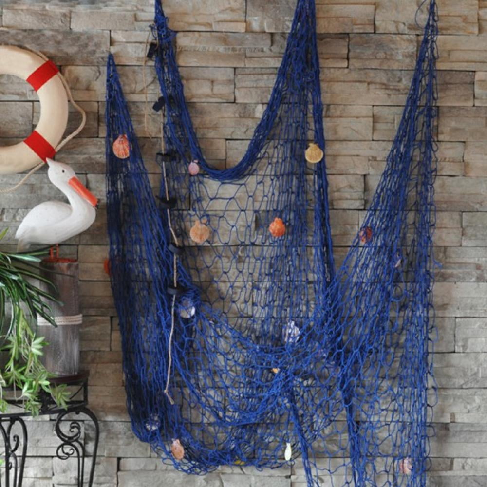 eZAKKA Mediterranean Style Nautical Decorative Fish Net With Sea Shells Home Dec 
