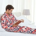 thumbnail image 5 of Bingfone Men's Pajama Set 2 Piece Loungewear PJs, Long Sleeve with Pajama Pants-Japanese Cherry Blossoms, 5 of 7