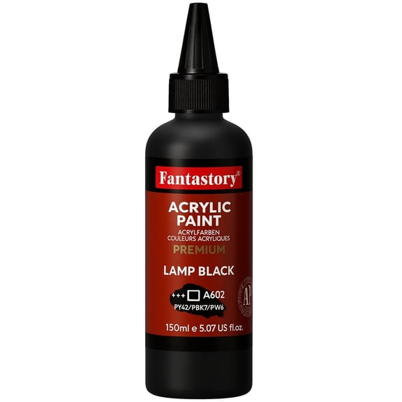 Fantastory Acrylic Paint, Matte Finish, Lamp Black, 5.07 fl oz (150 ml)
