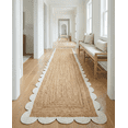 thumbnail image 3 of Sivi 3 x 16 Feet Handmade Scallop Braided Jute Rug - Natural Jute Runner Rug, 3 of 15