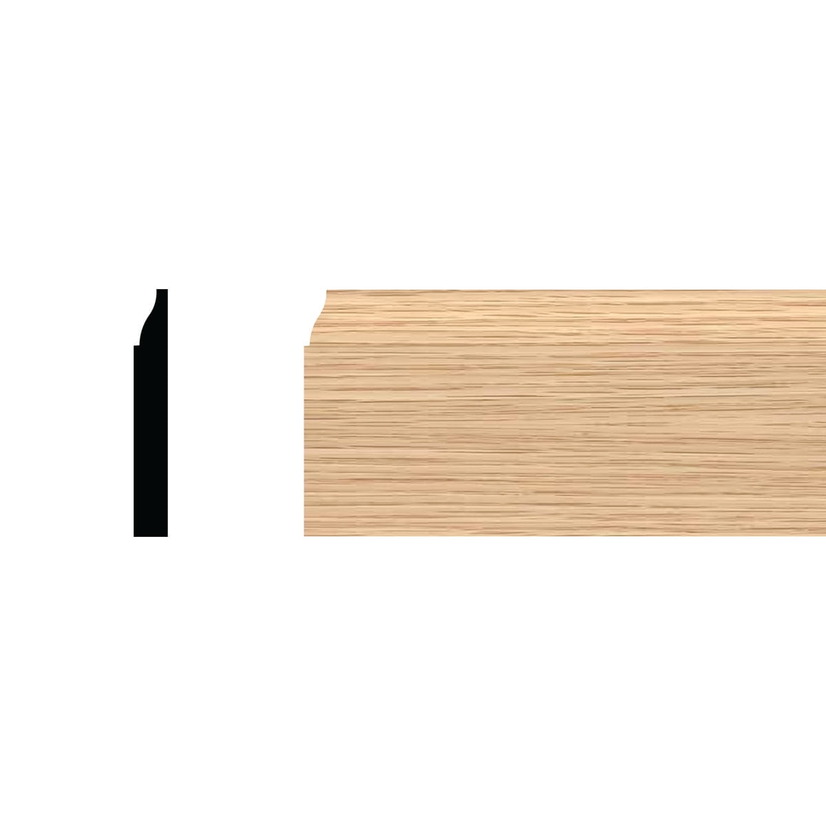 LWM634 2 3/4"H x 3/8"P x 96"L Baseboard Moulding, Red Oak