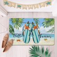 thumbnail image 2 of Hello Summer Flip Flops Decorative Front Door Mat, Beach Coastal Tropical Doormat Indoor Outdoor Non-Slip Floor Entryway Rug, Hawaii Palm Leaves Nautical Home Kitchen Decoration 17x30 Inch, 2 of 6