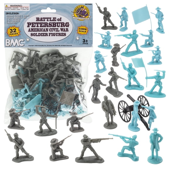BMC Civil War Plastic Army Men - 32pc Battle of Petersburg Soldier Figures