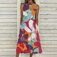 thumbnail image 2 of Leutsin Robe Maxi d'Été pour Femmes à Imprimé, Plage, Vacances, Grande Taille, Col Rond, Grande Ampleur, Poche, Maxi, Grande Taille, Robes Maxi, 2 of 3
