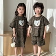 thumbnail image 3 of Conjunto de ropa de verano para niños de 1 a 8 años, camiseta y pantalones cortos con estampado de leopardo, 2 uds., vestido elegante para niñas, 3 of 6