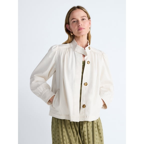 Scoop Women’s Cropped Ruched Jacket, Sizes XS-XXL