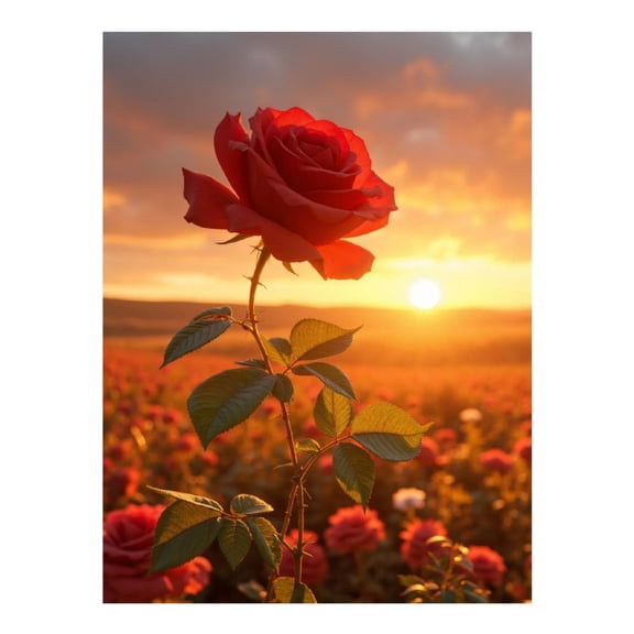 Diamond Art Kit for Adults, Red Rose Sunset Glow Diamond Painting for Adults Beginners, 5D DIY Diamond Art Painting Kits, Colorful Diamond Painting Craft for Home Decor 12x16