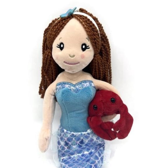 The Petting Zoo Mermaid Doll with Crab Stuffed Animal- Great Gifts for Girls, Plush Doll Mermaid with Crab Plush Toy-17 Inches, Red Hair