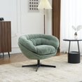 thumbnail image 4 of UHOMEPRO Swivel Accent Chair, Chenille Upholstered 360°Swivel Armchair, Reading Club Chair with Removable Cushion, Metal Base, Living Room Bedroom, Reading Corner, Green, 4 of 7
