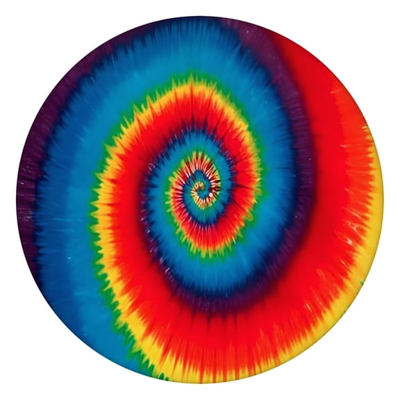 Colorful Tie Dye Pattern Round Fitted Tablecloth with Elastic Edge,Dining Table Cover Waterproof,Outdoor Round Tablecloth for Camping,Dining,Indoor and Outdoor