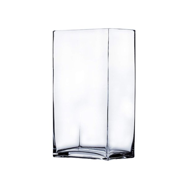 WGV Jarrón rectangular de 6.0 in de largo, 4.0 in de alto, 8.0 in de alto, 8.0 in, recipiente de cristal transparente para ramo de flores, pecera, terrario para bodas, fiestas, eventos, decoración del