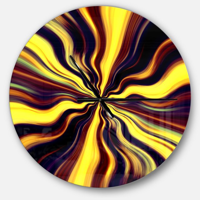 DesignArt Yellow Purple Black Fantasy Large Wall Clock