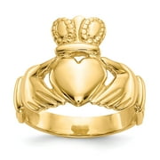 Real 14kt Yellow Gold Men's Claddagh Ring Size: 10; for Adults and Teens; for Women and Men