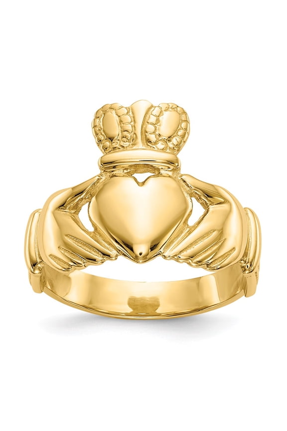 Real 14kt Yellow Gold Men's Claddagh Ring Size: 10; for Adults and Teens; for Women and Men