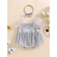 thumbnail image 2 of Gupgi Barboteuse à Franges pour Bébé Fille Robe à Manches Courtes avec Bandeau et Franges à Sequins, 2 of 8