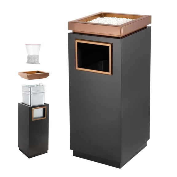 Commercial Outdoor Trash Can  Gallon Stainless  Trash Bin with Lid and Removable Inner Bucket for Office Hotel Lobby Patio