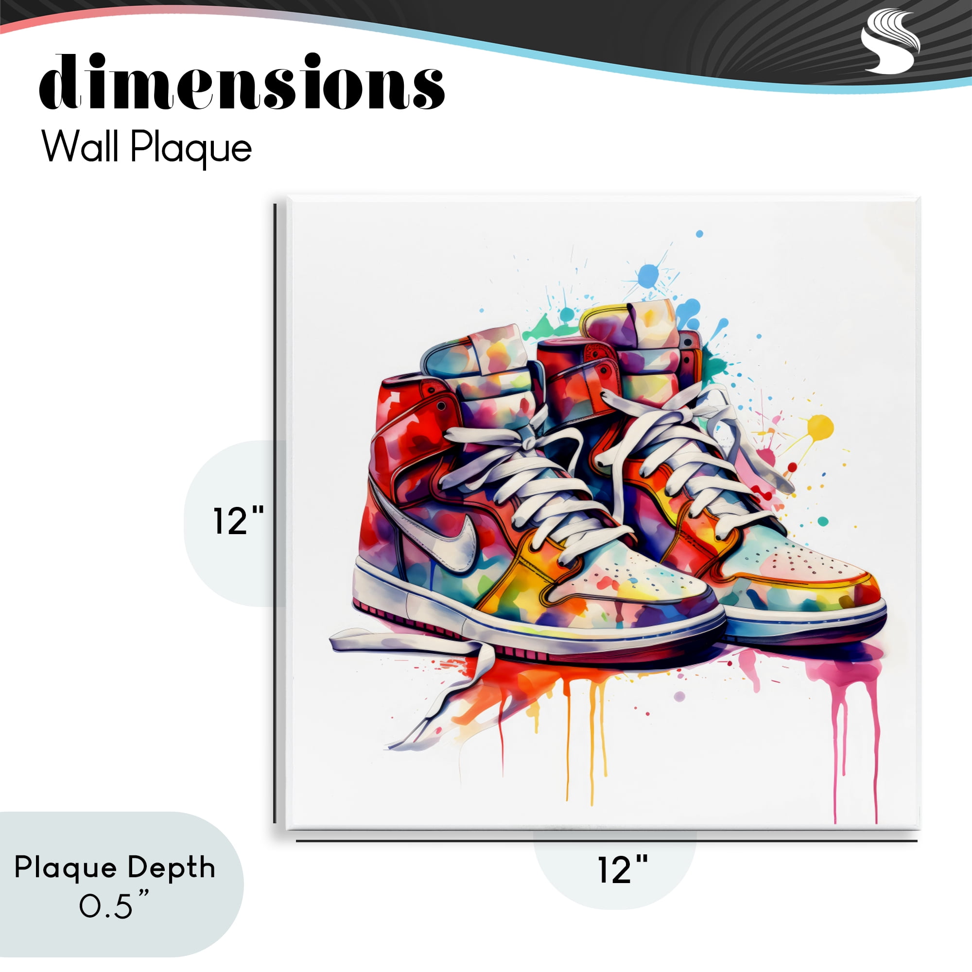 Stupell Industries Sneakers with Watercolor Drip Wall Plaque Art, design by Creative Studio