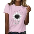 thumbnail image 2 of Women's Floral Printed Tops Crewneck Short Sleeve Summer Cotton Tshirts Loose Fit T Shirts Plus Size S-3X Casual Tees (XL, Pink 01), 2 of 4