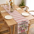 thumbnail image 3 of Valentine's Day Table Runner - 36 Inch Long, Kitchen Dining Table Runner Dresser Scarves, Pink Roses Flowers Stripes Rustic Beige Farmhouse Decor for Coffee Tables Wedding Party Banquet, 3 of 8
