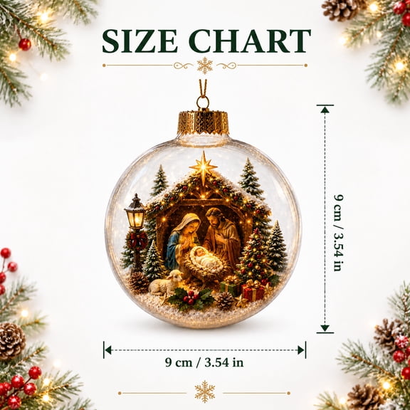 3.54" Nativity Scene Lighted Christmas Ball Ornament Hanging Decor Yuyugu