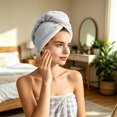 thumbnail image 4 of Extra Large Thickened Hair Drying Towel for Women, Soft Highly Absorbent Fast Dry Hair Wrap, Quick Dry Hair Turban for Long Curly Hair, Bathroom Home Travel Use, 4 of 6