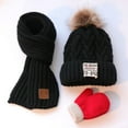thumbnail image 4 of YAOBAMM Children Scarf Gloves Three-piece Set 3Pcs Set Winter Beanie Hat Scarf Set Children Solid Color Plush Ball Decor Winter Gift, 4 of 7