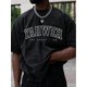 thumbnail image 1 of Cotton short sleeve T-shirt men's letter print drop shoulder tee, regular fit casual short sleeve round neck T-shirt for summer, fashion men's for daily wear, graphic tees, T shirts for men, 1 of 6