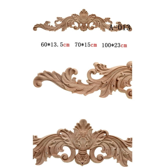MLINS 2PCS Wood Appliques Flower Pattern Carved Onlay Decorative Wood Carving Applique European Style Trim for Bed Door Cabinet and Furniture