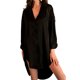 thumbnail image 2 of Women Nightdress Pajamas Boyfriend White Shirt Ice Silk Chiffon Tops Tees, 2 of 7