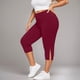 thumbnail image 2 of Pantalones de yoga de cintura alta para mujer: aberturas laterales, leggings elásticos y transpirables de largo 8 para correr en el gimnasio: ropa deportiva cómoda con cintura alta, 2 of 4