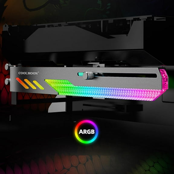 GPU Support Holder 5V Desktop Dual Slot Cards Support PC RGB Strip LED Computer Cards Support LED Computer Graphics Cards Support Bracket Black