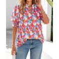 thumbnail image 3 of FreshPretty Summer Blouses for Women Dressy Casual Fashion Spring Tops Floral Boho V Neck Puff Short Sleeve Top Shirts, 3 of 8
