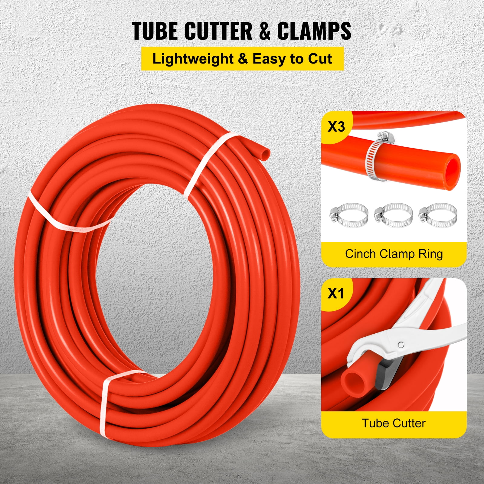 KFFKFF EVOH PEX-B Pipe, 1/2 Inch 300 Feet Coil Tube with Oxygen Barrier, Red, Suitable for Radiant Floor Heating in Homes and Businesses