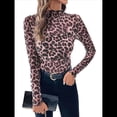 thumbnail image 3 of Blusas de de Larga para Mujer, Cuello Alto, Transparentes, para Salir, Ropa de Club. Rosa XL, 3 of 10
