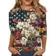 thumbnail image 2 of KDDYLITQ 250th Anniversary Usa Shirts for Women Causal Usa Flag 3/4 Sleeve Tees Freedom 250th Birthday 4th Of July Blouses Red White and Blue Fashion Crew Neck T-Shirts Deep Red S, 2 of 6