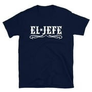 House of Chingasos El Jefe Old School OG Chingon Navy Cotton T-Shirt Unisex Regular Fit, M