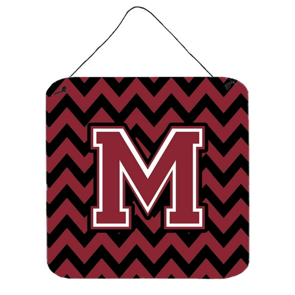 Letter M Chevron Garnet and Black  Wall or Door Hanging Prints