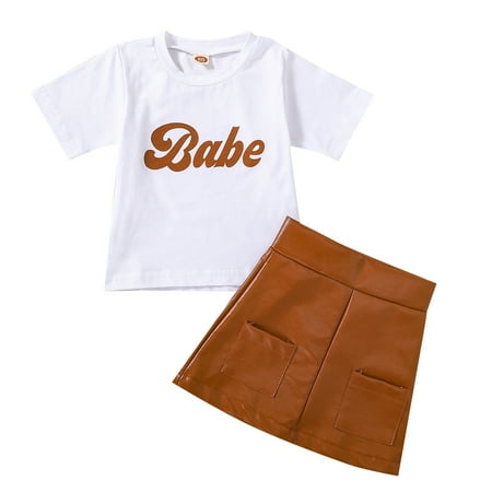 

KI-8jcuD Baby Girls Pant Sets Kids Toddler Baby Girls Spring Summer Print Ribbed Short Sleeve Tshirt Tops Leather Skirts Outfits Clothes Girl Clothes Girls Pants Size 14 Girls Size 7 Clothes Size 7