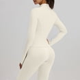 thumbnail image 6 of VISALY Women's 2 Piece Tracksuit Sets Long Sleeve Zipper Jacket with Athletic High Waist Flare Long Leggings Slim Fit Casual Sport Workout Outfit Athleisure Tracksuit Jogger Loungewear Set Beige L, 6 of 8