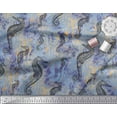 thumbnail image 2 of Soimoi Velvet Fabric Texture & Sea Horse Ocean Print Sewing Fabric Yard 58 Inch Wide, 2 of 3