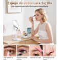 thumbnail image 3 of Espejo con luz para Maquillaje,Espejo de Doble Cara Recargable de 3000 mAh,Espejos de tocador con Soporte para Celular，Aumento de 1X/10X，Giratorio de 360°，3 ajustes de Color, Brillo Ajustable, 3 of 7