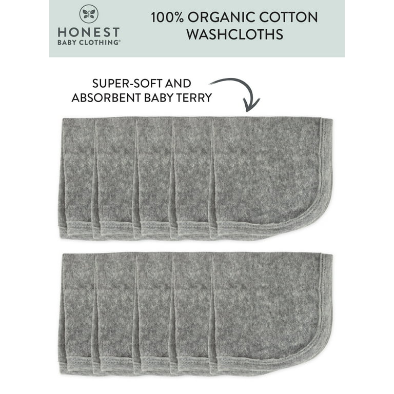 Honest Baby Clothing 10-Pack Organic Cotton Baby Terry Washcloths