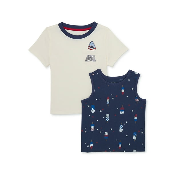 Way to Celebrate Americana Toddler Boy TShirt & Tank Top Set, 2Pack