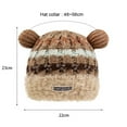 thumbnail image 3 of Winter Caps for Women and Men with Faux Fur Pom-pom Knit Cuffed Beanie Striped Fashion Warm Hats Cold Weather (One Size, Red|2-poms), 3 of 4
