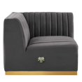 thumbnail image 3 of Modular Sofa Corner Chair, Grey Gray Gold, Velvet, French Living Lounge Cafe Lobby Hospitality Restaurant, Modern Contemporary Boutique HB33789, 3 of 6