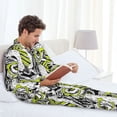 thumbnail image 4 of Mens Pajamas Set, Green Glasses Tie Owl Button Down Long Sleeve Loungewear Sleepwear Pjs sets for Men, 4 of 5